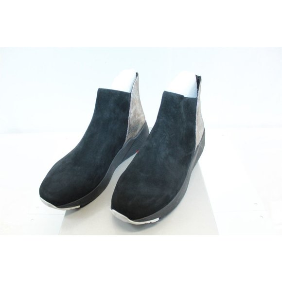 Sport Booties  Suede Ankle Boots Rear Zip Black 10W - Picture 1 of 10